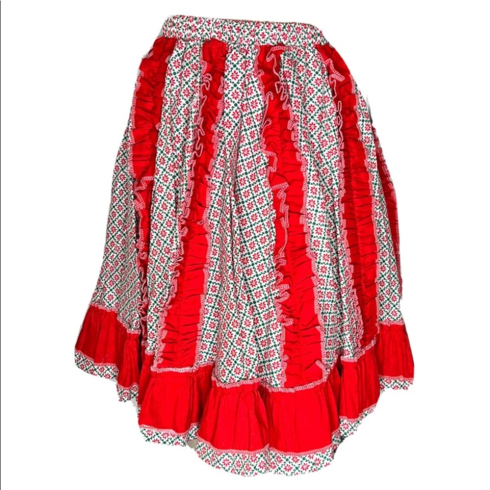 Vintage Holiday Holly Dancing skirt prairie cottagecore lolita dolly Holiday S